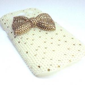 Pearl Cell Phone Bling Rhinestone Case With Bow..