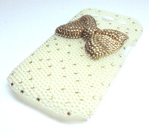 Pearl Cell Phone Bling Rhinestone Case With Bow For Samsung Galaxy S3
